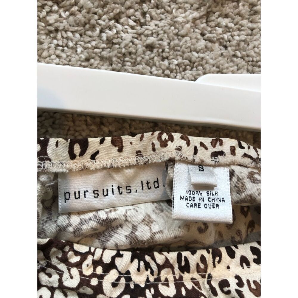 Pursuits Ltd. Women’s Brown and Cream Leopard Print Knee Length Silk Skirt Size - Picture 4 of 5